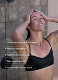 Swimmer washing hair after a swim, TRIHARD Hair Comb-O 1L / 34oz benefits
