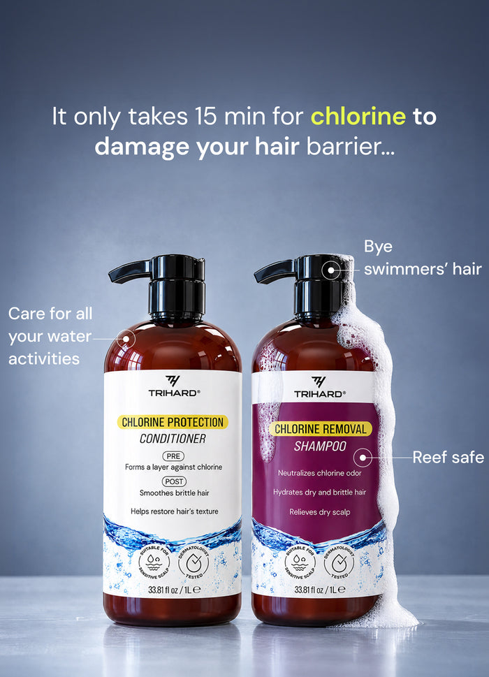 1L shampoo and conditioner protecting the hair barrier from chlorine