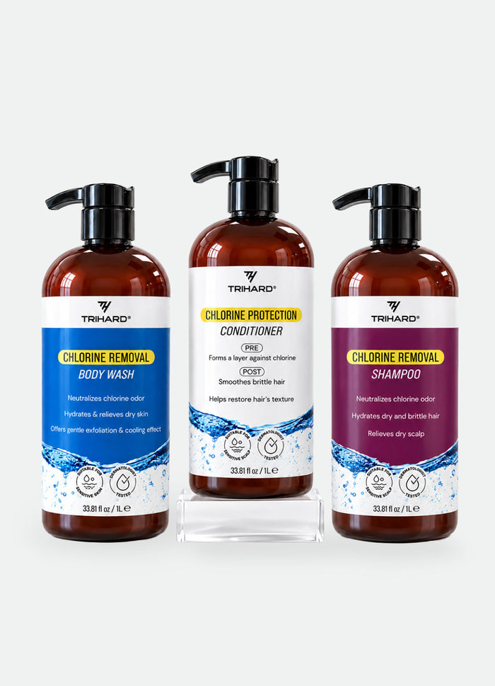 The Tri-Care 1L / 34oz: 1L Body Wash, 1L Conditioner and 1L Shampoo, TRIHARD