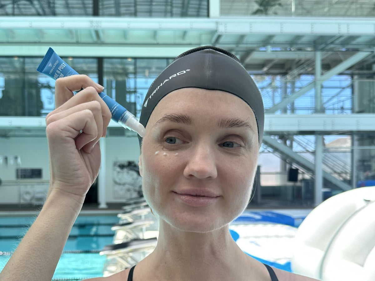 Apply the eye gel before you swim